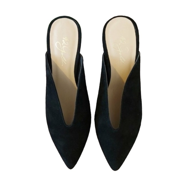 42 Gold Women’s Overcome V Throat Black Genuine Suede Slip On Mules Size 7.5/38 - Picture 6 of 16